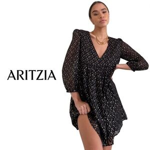 SUNDAY Best Jinx Dress Mini Babydoll Dress Black/Gold - Size XXS